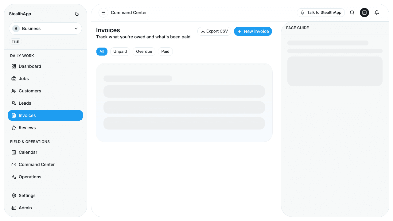 FieldRobin invoicing, payment links, and balances