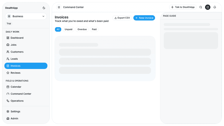 FieldRobin invoicing screenshot