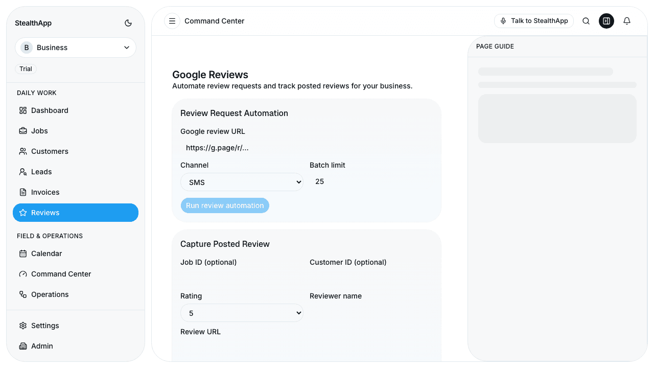 FieldRobin automated review requests and follow-up status
