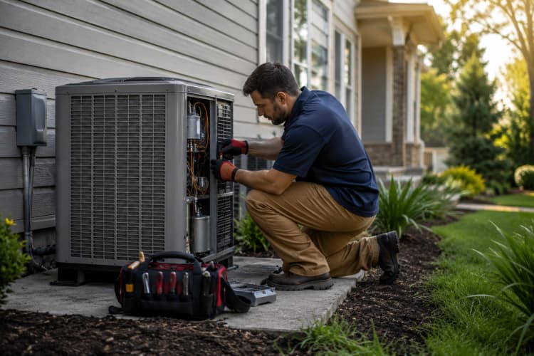 Field service technician at work